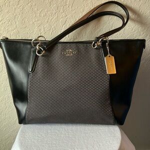 Coach: Black & Milk (F57246) Ava Beachwood Tote/Shoulder- Fabric & Leather- soft